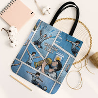 Argentina Football Tote Bag Goat Comic Style Sun Of May DT05 Black Strap One Size Blue - Polynesian Pride