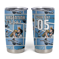 Custom Argentina Football Tumbler Cup Goat Comic Style Sun Of May DT05 Blue - Polynesian Pride