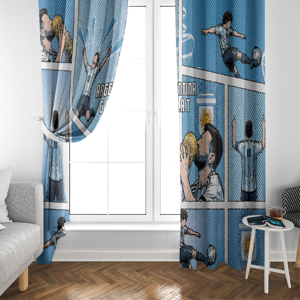 Argentina Football Window Curtain Goat Comic Style Sun Of May DT05 - Polynesian Pride