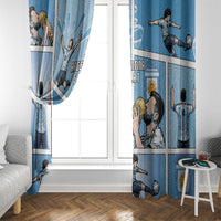 Argentina Football Window Curtain Goat Comic Style Sun Of May DT05 - Polynesian Pride