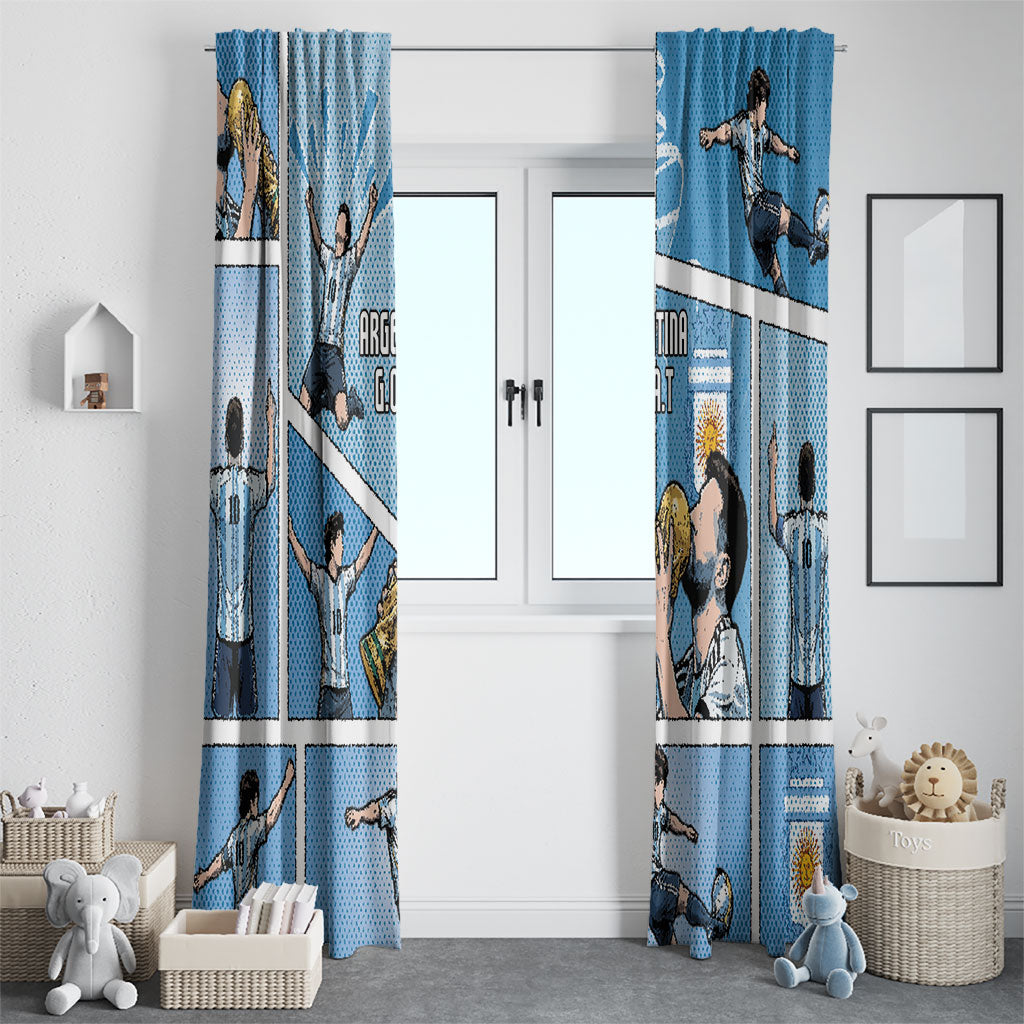 Argentina Football Window Curtain Goat Comic Style Sun Of May DT05 - Polynesian Pride