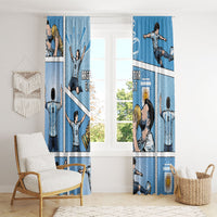 Argentina Football Window Curtain Goat Comic Style Sun Of May DT05 - Polynesian Pride