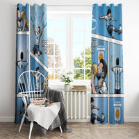 Argentina Football Window Curtain Goat Comic Style Sun Of May DT05 - Polynesian Pride