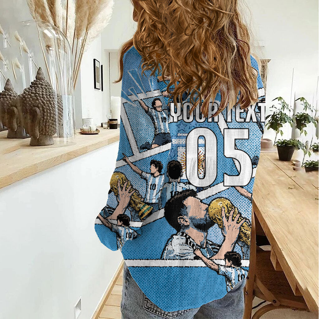 Custom Argentina Football Women Casual Shirt Goat Comic Style Sun Of May DT05 - Polynesian Pride