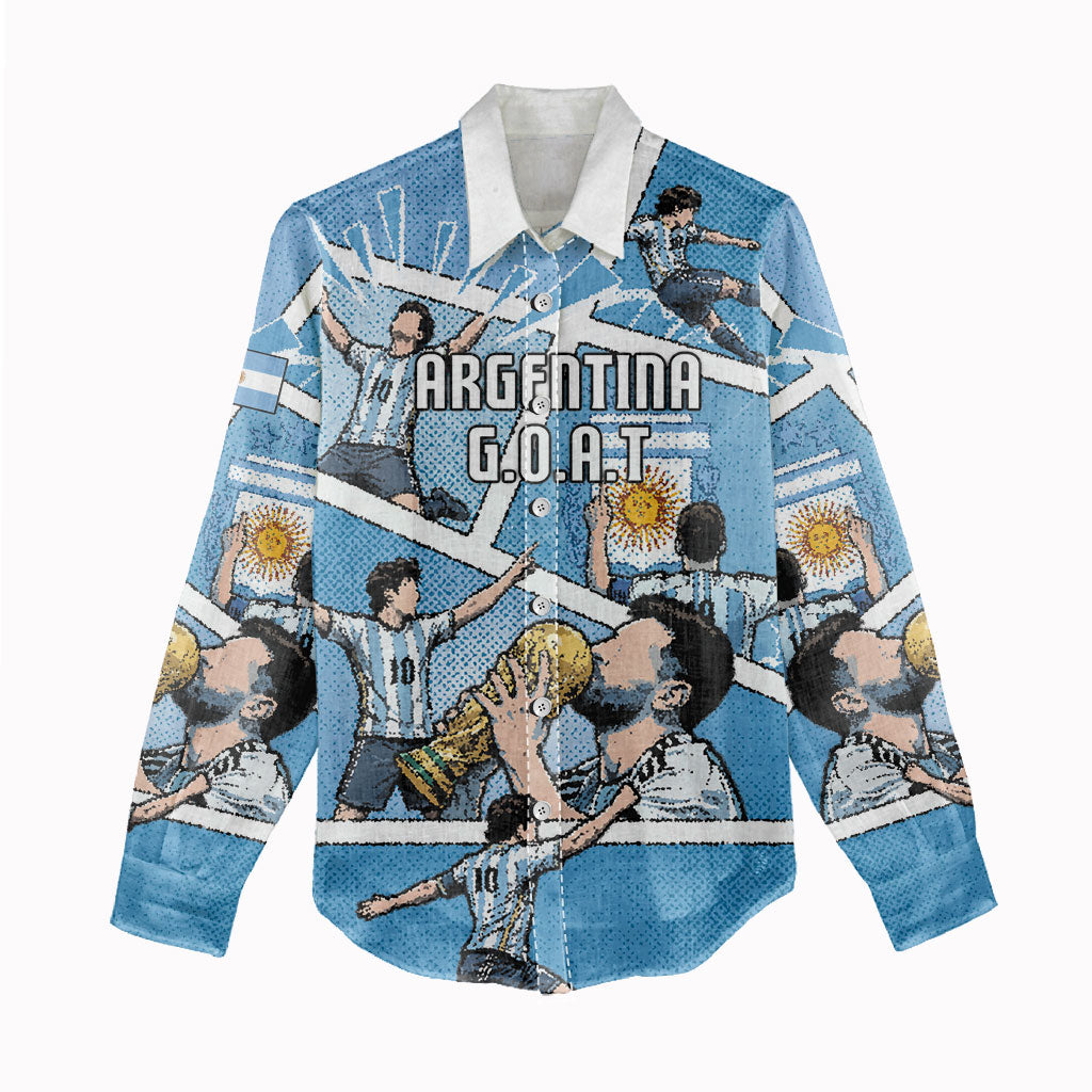 Custom Argentina Football Women Casual Shirt Goat Comic Style Sun Of May DT05 - Polynesian Pride