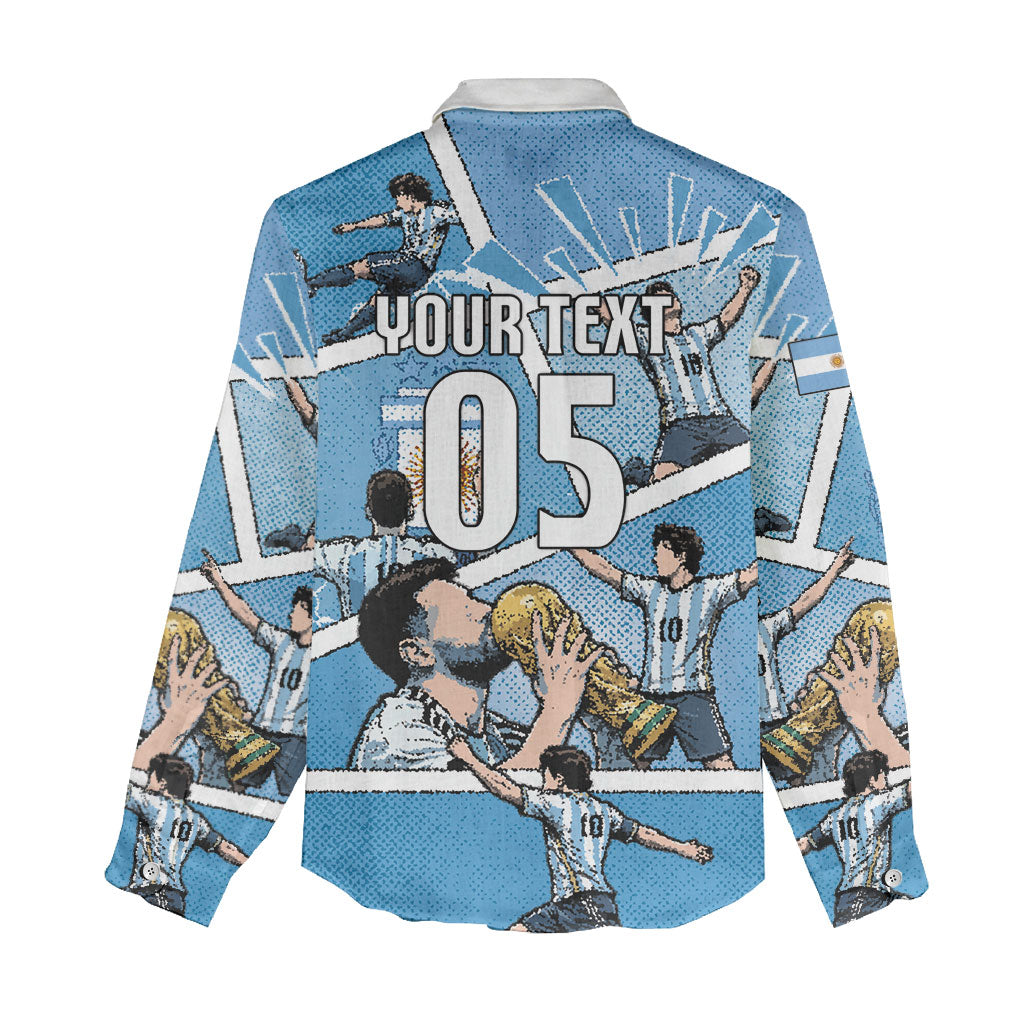 Custom Argentina Football Women Casual Shirt Goat Comic Style Sun Of May DT05 - Polynesian Pride