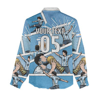 Custom Argentina Football Women Casual Shirt Goat Comic Style Sun Of May DT05 - Polynesian Pride
