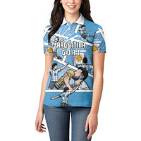 Custom Argentina Football Women Polo Shirt Goat Comic Style Sun Of May DT05 - Polynesian Pride