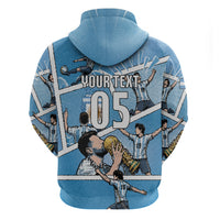 Custom Argentina Football Zip Hoodie Goat Comic Style Sun Of May DT05 - Polynesian Pride