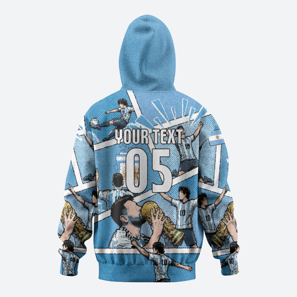Custom Argentina Football Zip Hoodie Goat Comic Style Sun Of May DT05 - Polynesian Pride