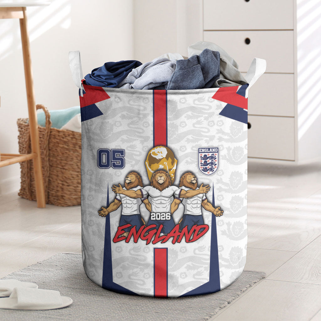 Custom England Football Laundry Basket Three Lions Trophy St George Cross DT05 White - Polynesian Pride