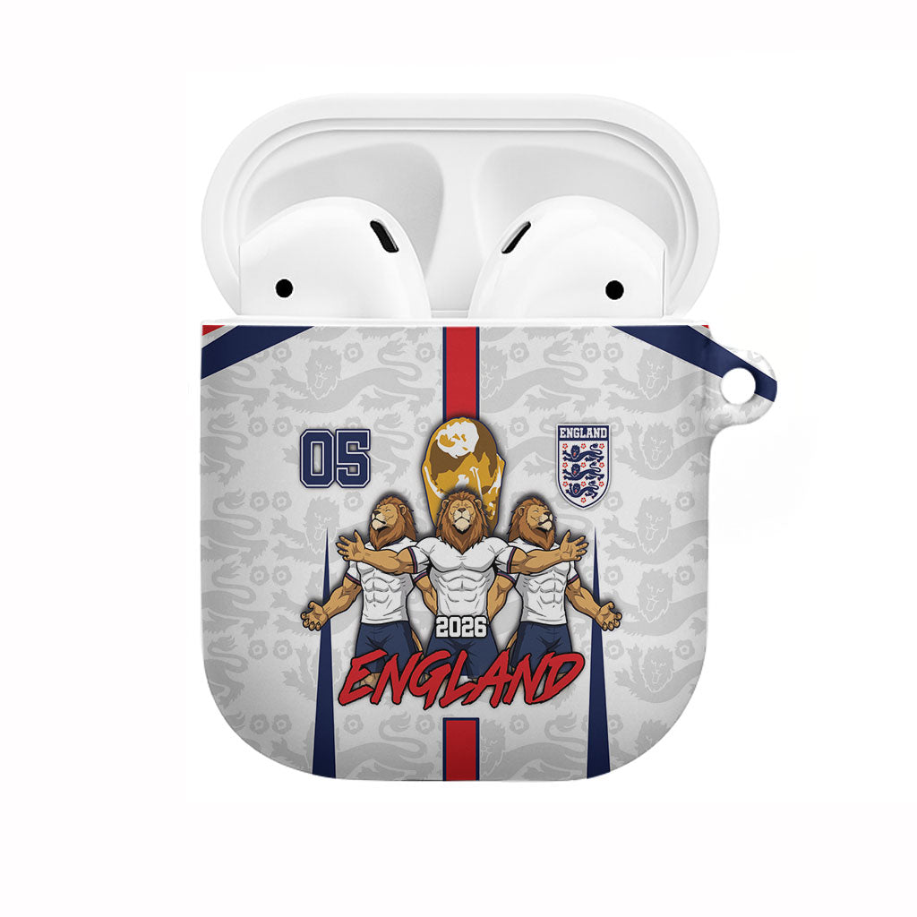 Custom England Football AirPods Case Three Lions Trophy St George Cross DT05 White - Polynesian Pride