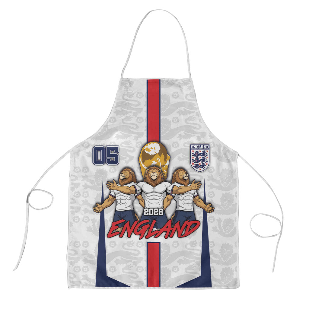 Custom England Football Apron Three Lions Trophy St George Cross DT05 White - Polynesian Pride