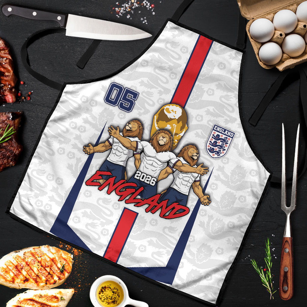 Custom England Football Apron Three Lions Trophy St George Cross DT05 White - Polynesian Pride