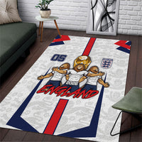 Custom England Football Area Rug Three Lions Trophy St George Cross DT05 White - Polynesian Pride