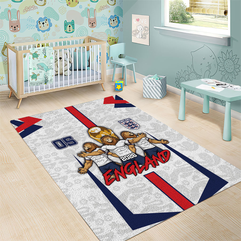 Custom England Football Area Rug Three Lions Trophy St George Cross DT05 - Polynesian Pride