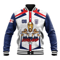 Custom England Football Baseball Jacket Three Lions Trophy St George Cross DT05 Unisex White - Polynesian Pride