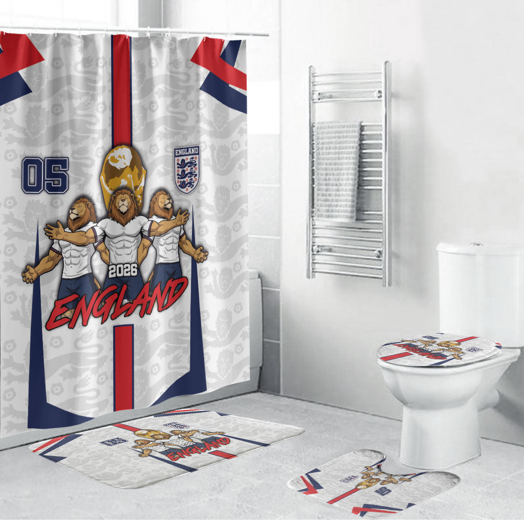 Custom England Football Bathroom Set Three Lions Trophy St George Cross DT05 Bathroom Set (4 pcs) White - Polynesian Pride