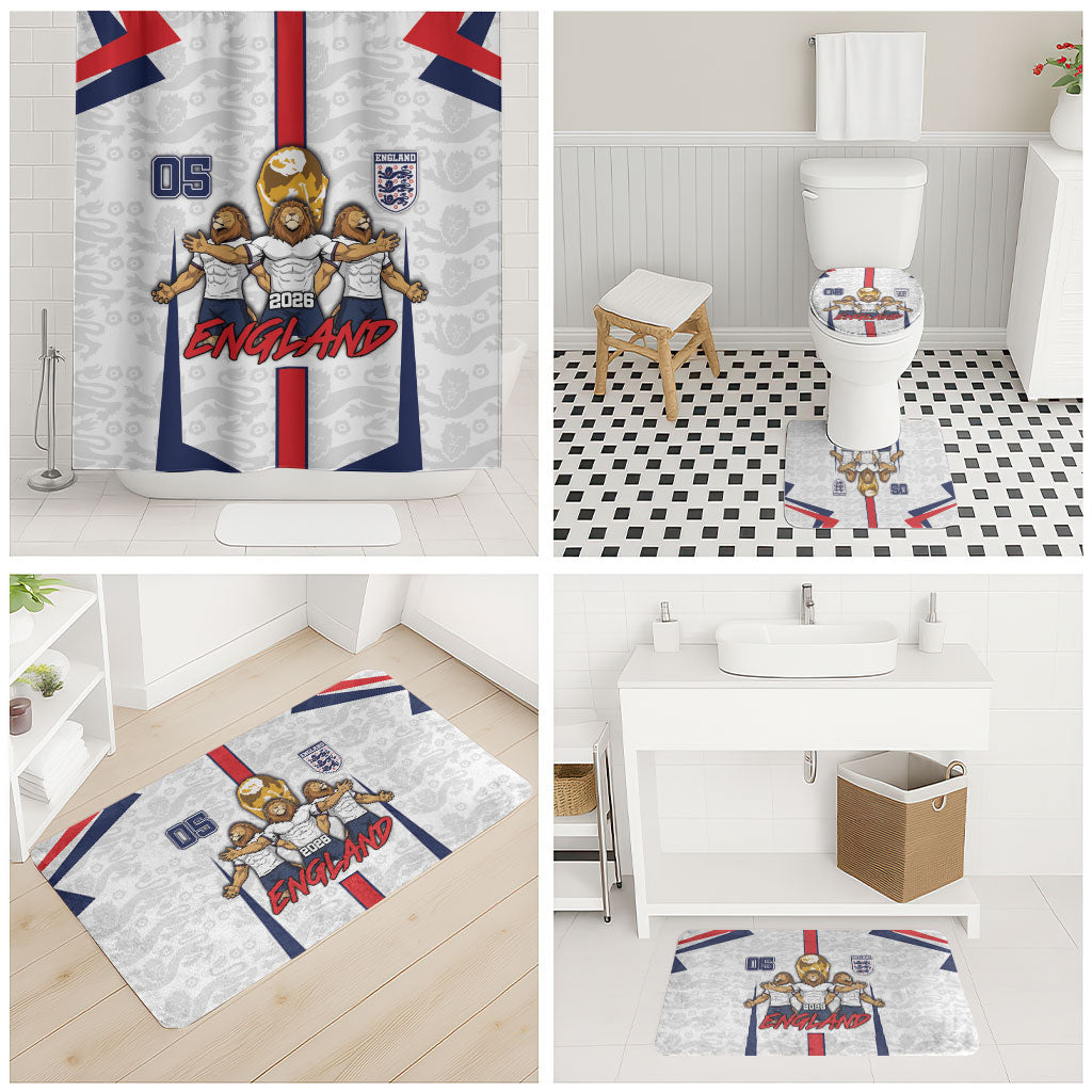 Custom England Football Bathroom Set Three Lions Trophy St George Cross DT05 - Polynesian Pride