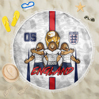 Custom England Football Beach Blanket Three Lions Trophy St George Cross DT05 One Size 150cm White - Polynesian Pride