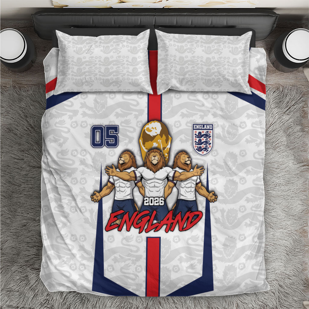Custom England Football Bedding Set Three Lions Trophy St George Cross DT05 White - Polynesian Pride