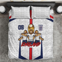 Custom England Football Bedding Set Three Lions Trophy St George Cross DT05 White - Polynesian Pride