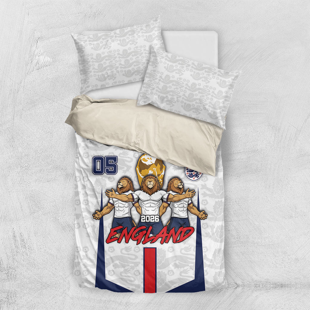 Custom England Football Bedding Set Three Lions Trophy St George Cross DT05 US Twin 172cm x 218cm White - Polynesian Pride