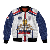 Custom England Football Bomber Jacket Three Lions Trophy St George Cross DT05 Unisex White - Polynesian Pride