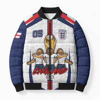 Custom England Football Bomber Puffer Jacket Three Lions Trophy St George Cross DT05 Unisex White - Polynesian Pride