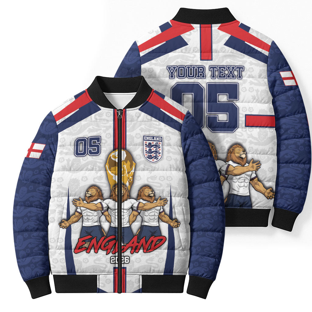 Custom England Football Bomber Puffer Jacket Three Lions Trophy St George Cross DT05 - Polynesian Pride
