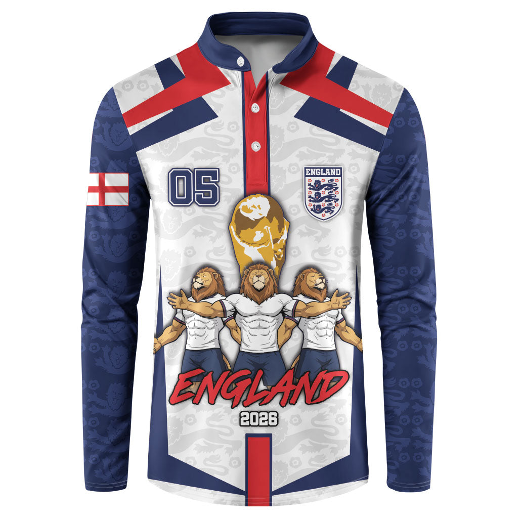 Custom England Football Button Sweatshirt Three Lions Trophy St George Cross DT05 White - Polynesian Pride