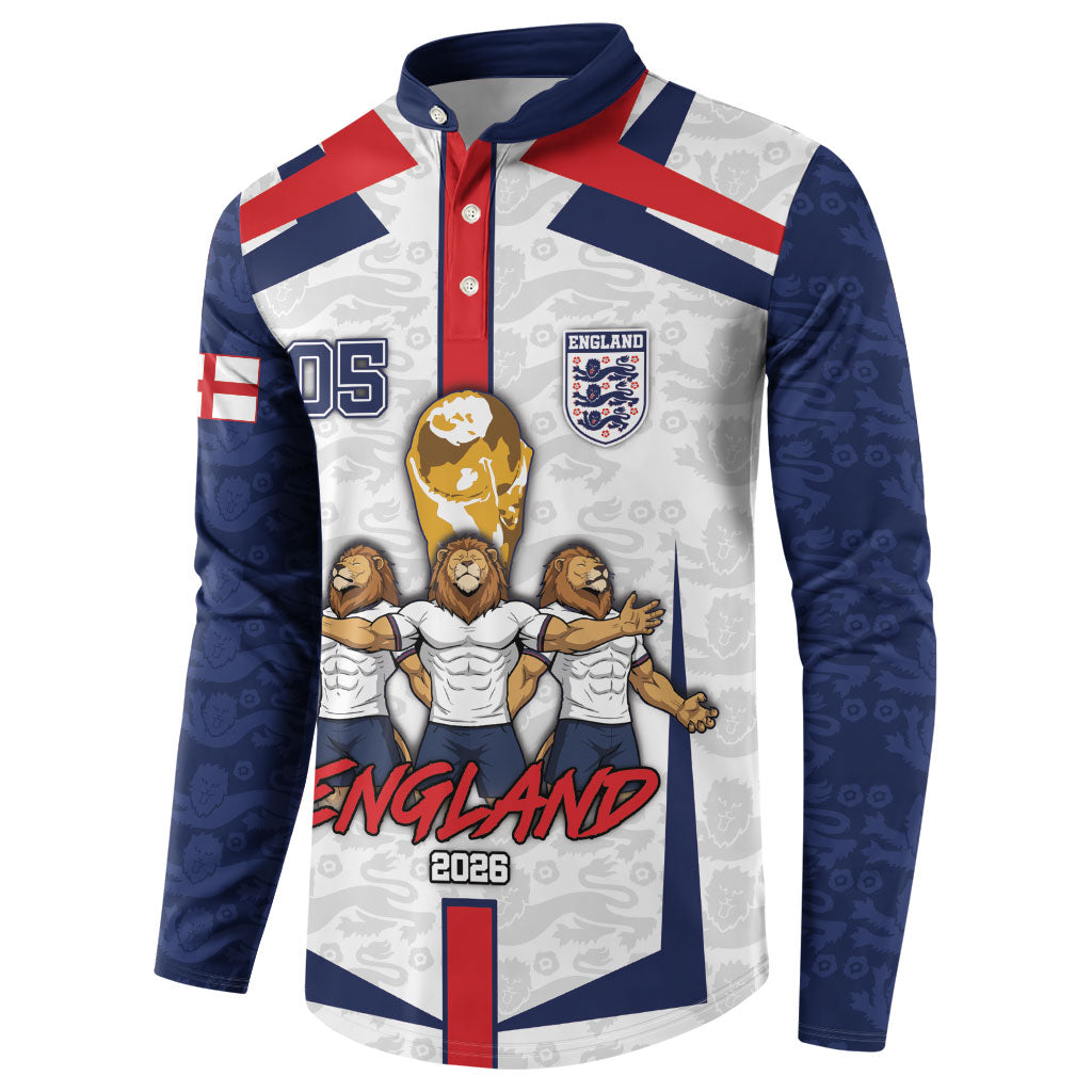 Custom England Football Button Sweatshirt Three Lions Trophy St George Cross DT05 - Polynesian Pride