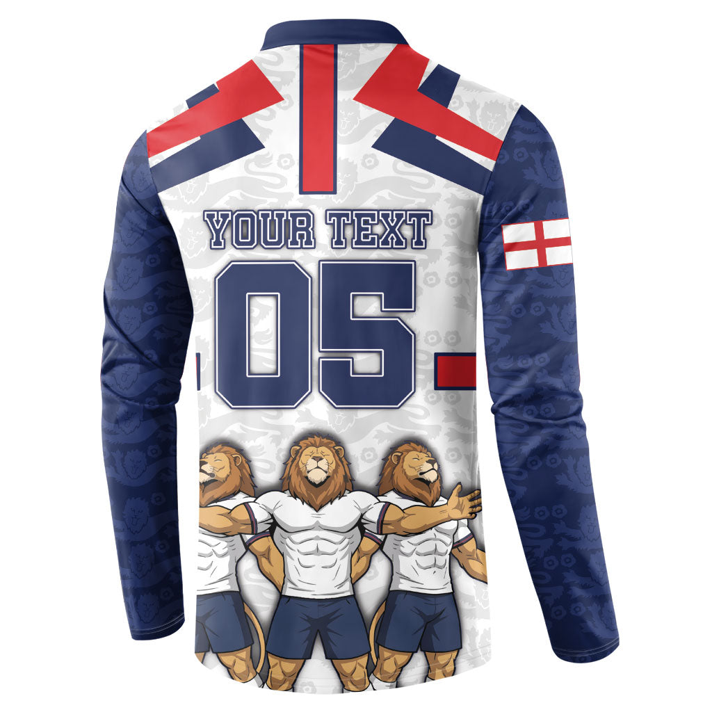 Custom England Football Button Sweatshirt Three Lions Trophy St George Cross DT05 - Polynesian Pride