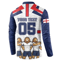 Custom England Football Button Sweatshirt Three Lions Trophy St George Cross DT05 - Polynesian Pride