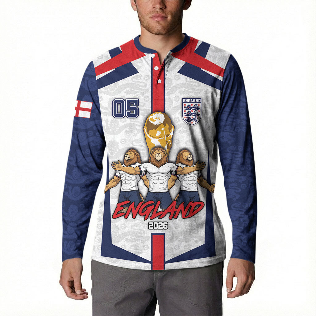 Custom England Football Button Sweatshirt Three Lions Trophy St George Cross DT05 - Polynesian Pride