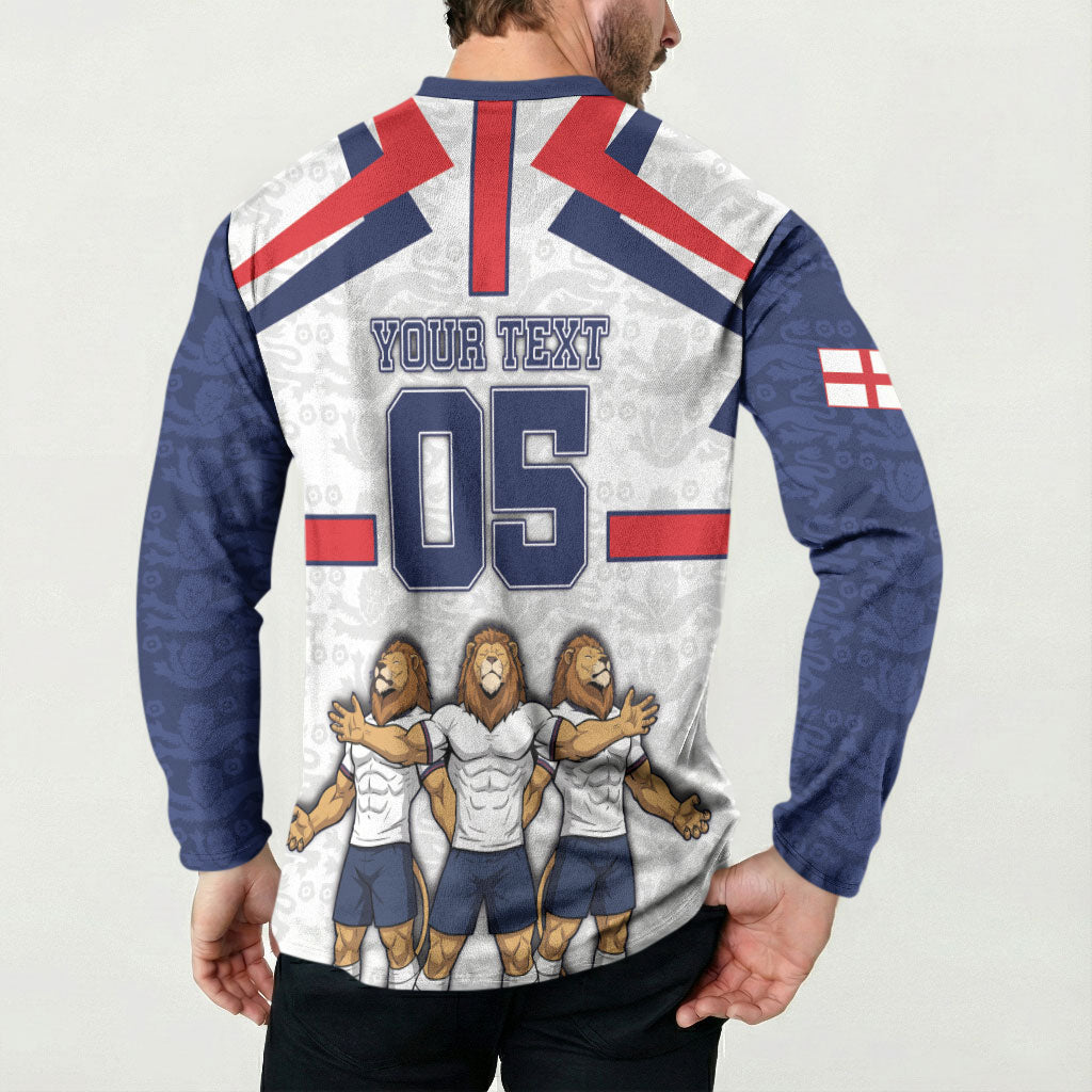 Custom England Football Button Sweatshirt Three Lions Trophy St George Cross DT05 - Polynesian Pride