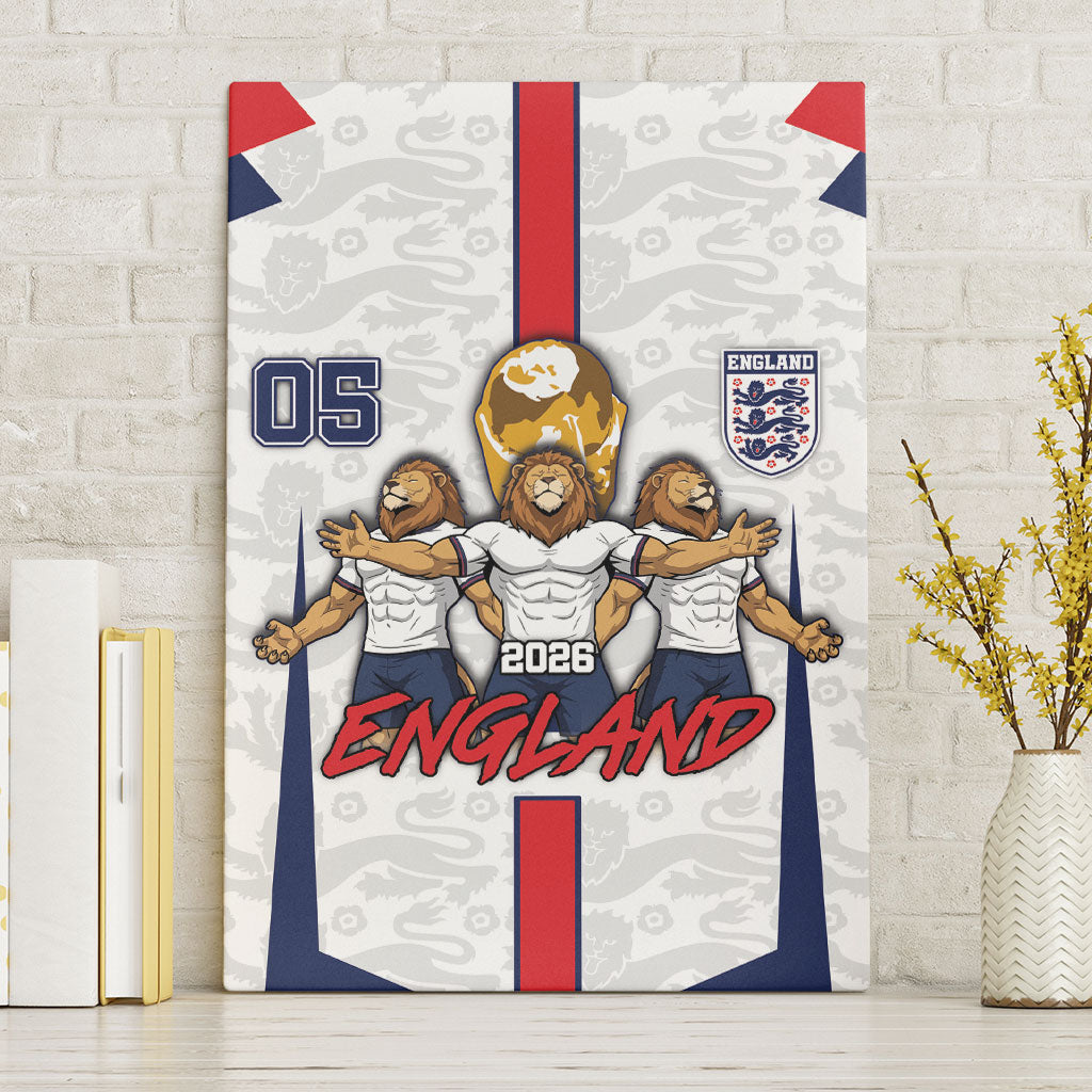 Custom England Football Canvas Wall Art Three Lions Trophy St George Cross DT05 Without Frame White - Polynesian Pride
