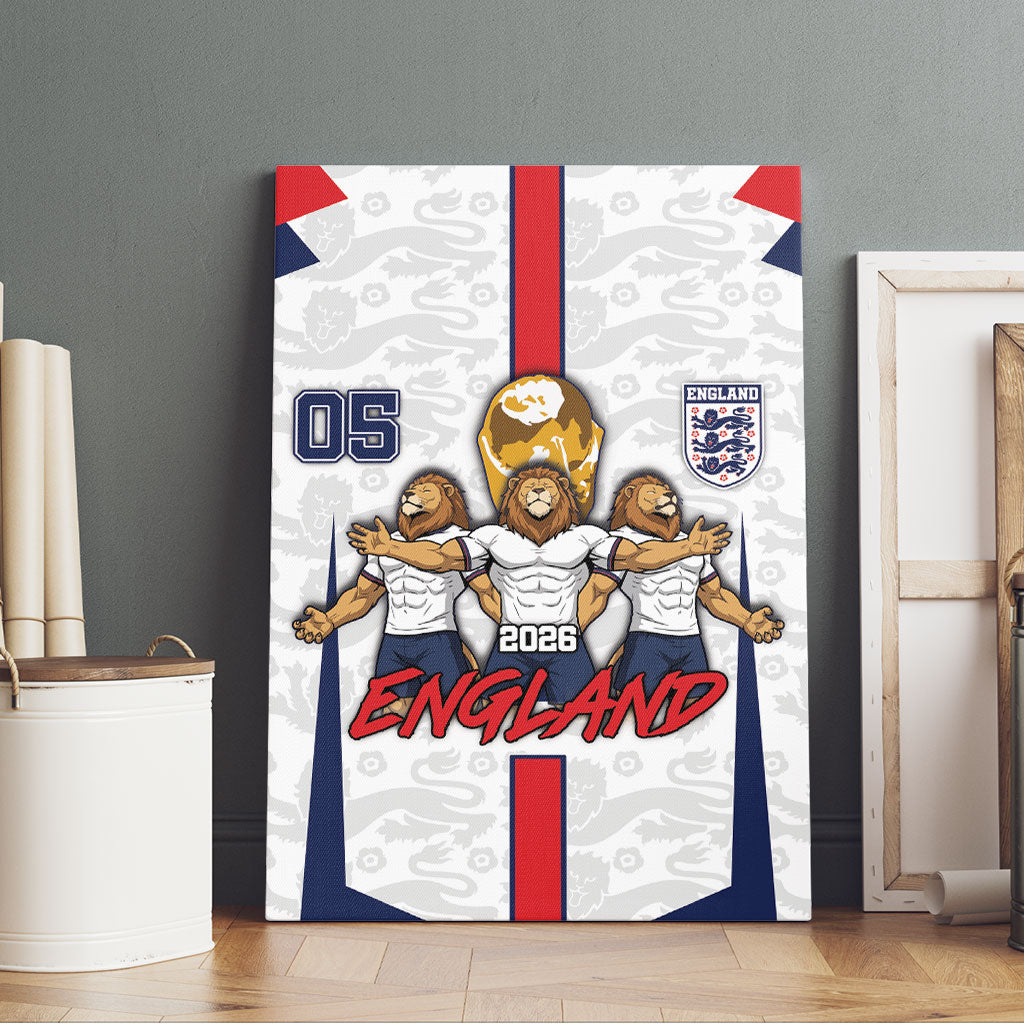Custom England Football Canvas Wall Art Three Lions Trophy St George Cross DT05 - Polynesian Pride