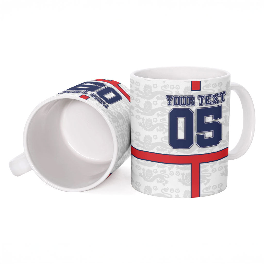 Custom England Football Ceramic Mug Three Lions Trophy St George Cross DT05 - Polynesian Pride