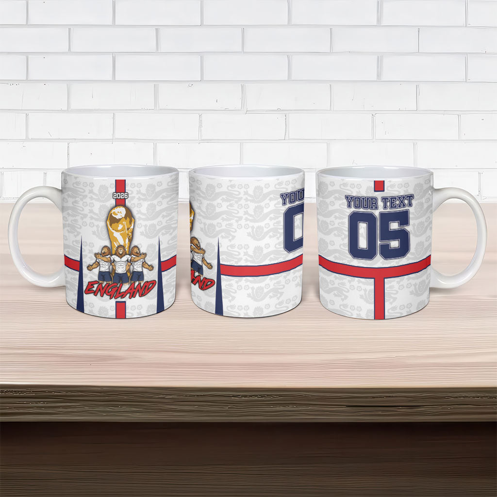 Custom England Football Ceramic Mug Three Lions Trophy St George Cross DT05 - Polynesian Pride