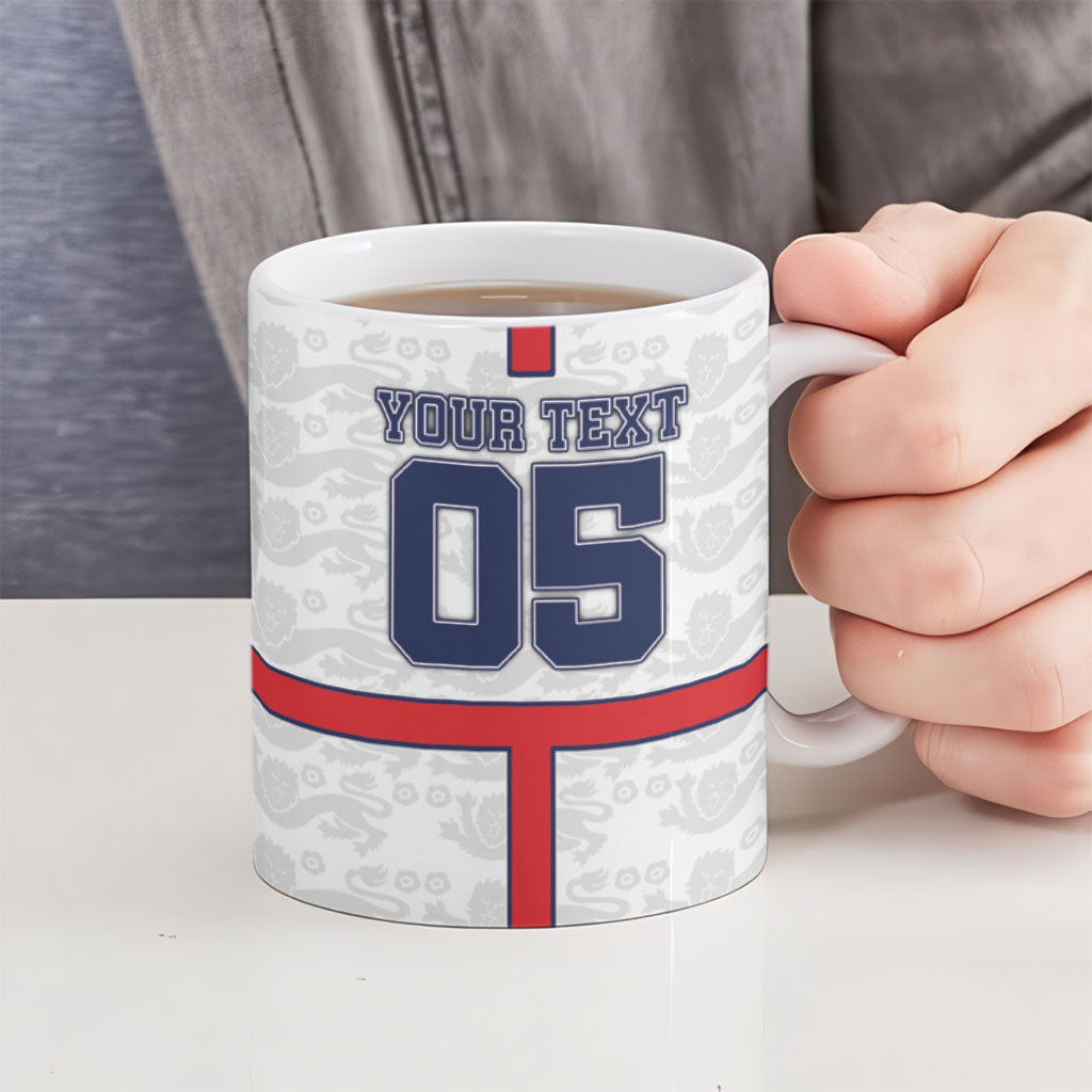 Custom England Football Ceramic Mug Three Lions Trophy St George Cross DT05 - Polynesian Pride