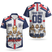 Custom England Football Couples Matching Long Sleeve Bodycon Dress and Hawaiian Shirt Three Lions Trophy St George Cross DT05 - Polynesian Pride