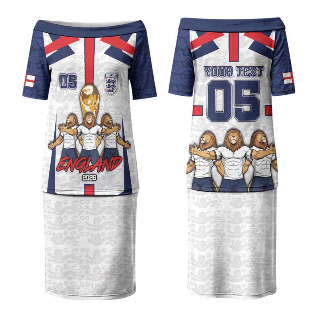 Custom England Football Couples Matching Puletasi and Hawaiian Shirt Three Lions Trophy St George Cross DT05 - Polynesian Pride