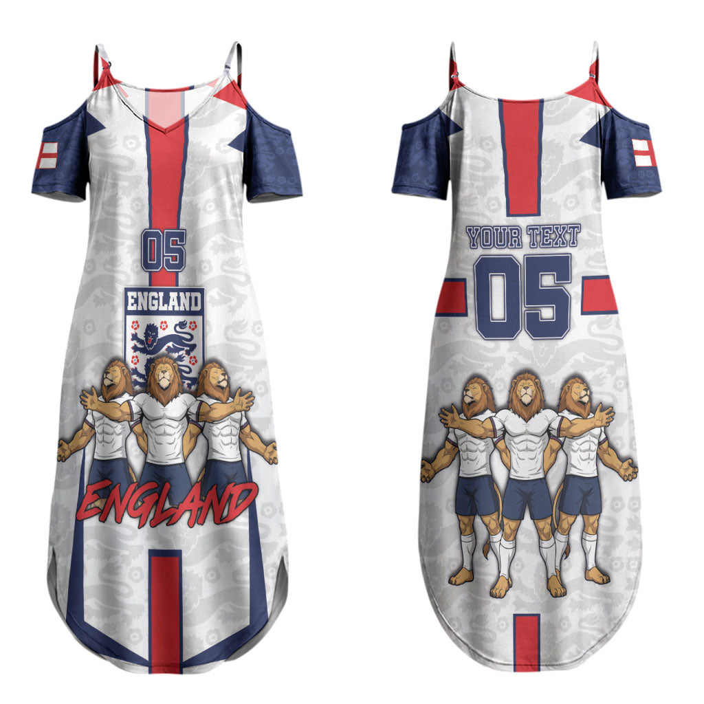 Custom England Football Couples Matching Summer Maxi Dress and Long Sleeve Button Shirt Three Lions Trophy St George Cross DT05 - Polynesian Pride