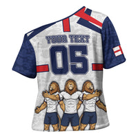Custom England Football Cross Shoulder Shirt Three Lions Trophy St George Cross DT05 - Polynesian Pride
