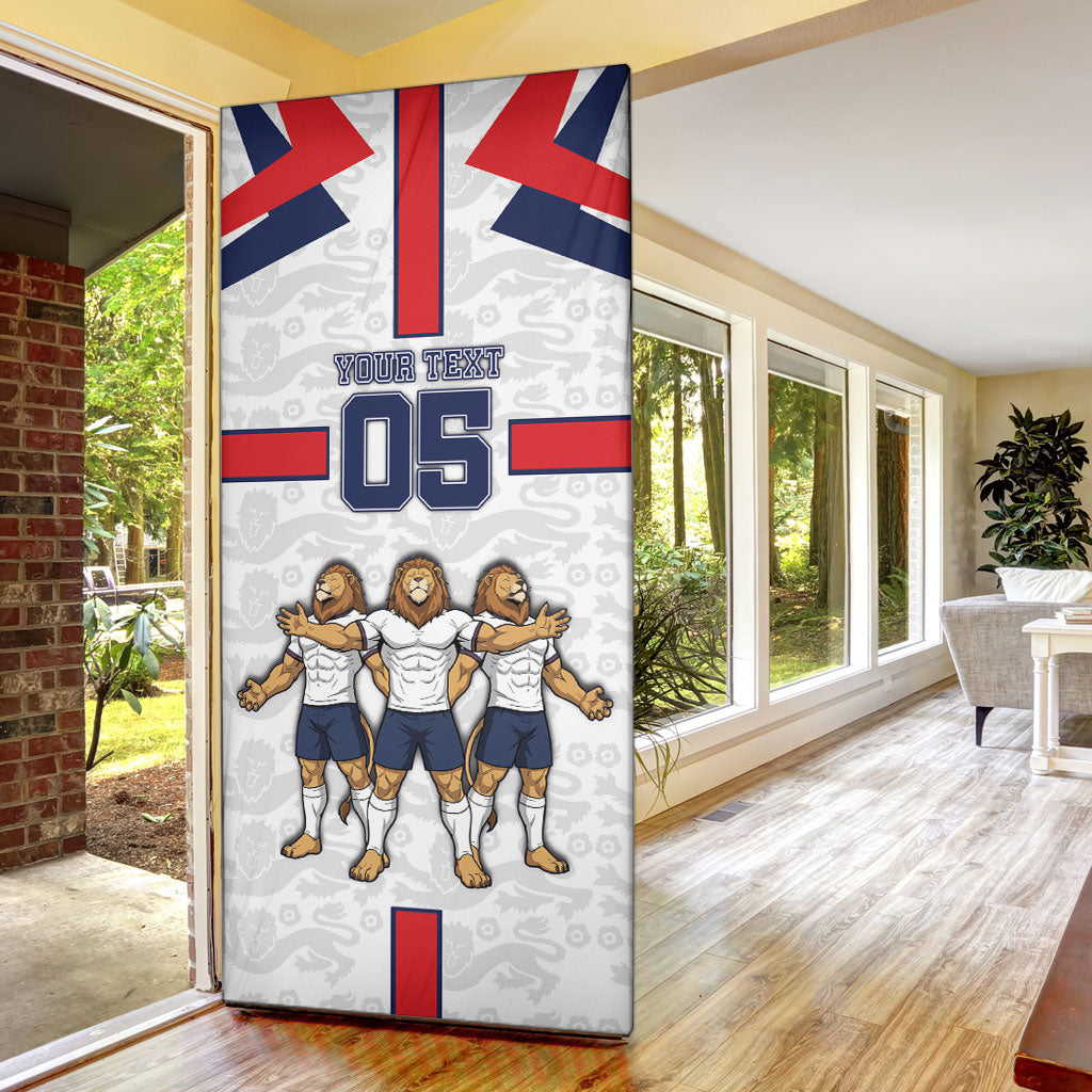 Custom England Football Door Cover Three Lions Trophy St George Cross DT05 - Polynesian Pride