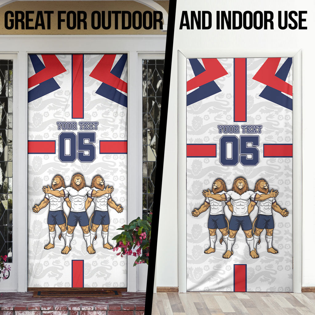 Custom England Football Door Cover Three Lions Trophy St George Cross DT05 - Polynesian Pride