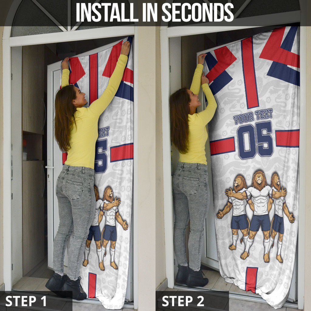 Custom England Football Door Cover Three Lions Trophy St George Cross DT05 - Polynesian Pride