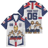 Custom England Football Family Matching Long Sleeve Bodycon Dress and Hawaiian Shirt Three Lions Trophy St George Cross DT05 Dad's Shirt - Short Sleeve White - Polynesian Pride