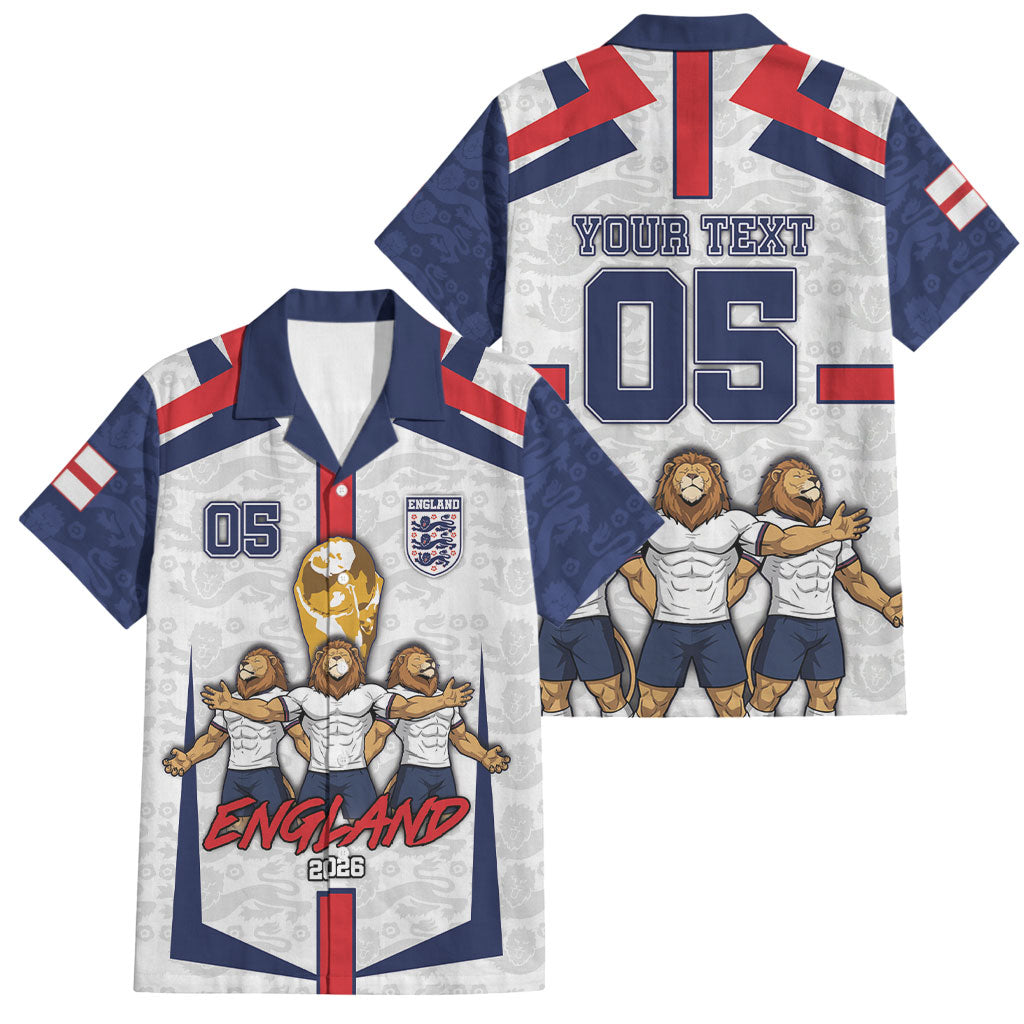 Custom England Football Family Matching Mermaid Dress and Hawaiian Shirt Three Lions Trophy St George Cross DT05 Dad's Shirt - Short Sleeve White - Polynesian Pride